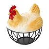 Äggkorg Insamling Rustik Dekorativ Behållare Metalltråd med Kycklingformat Lock för