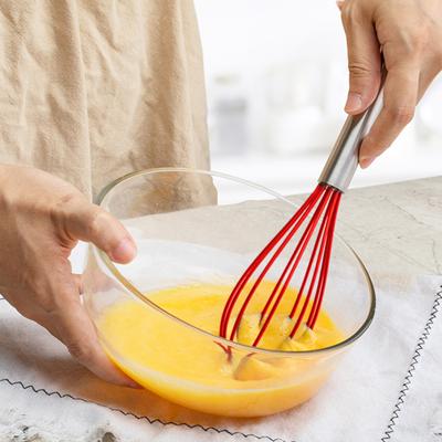 1/5Pcs Silicone Whisk Stainless Steel Handle Dishwasher Safe Ergonomic Design with Hanging Hole Egg Beater