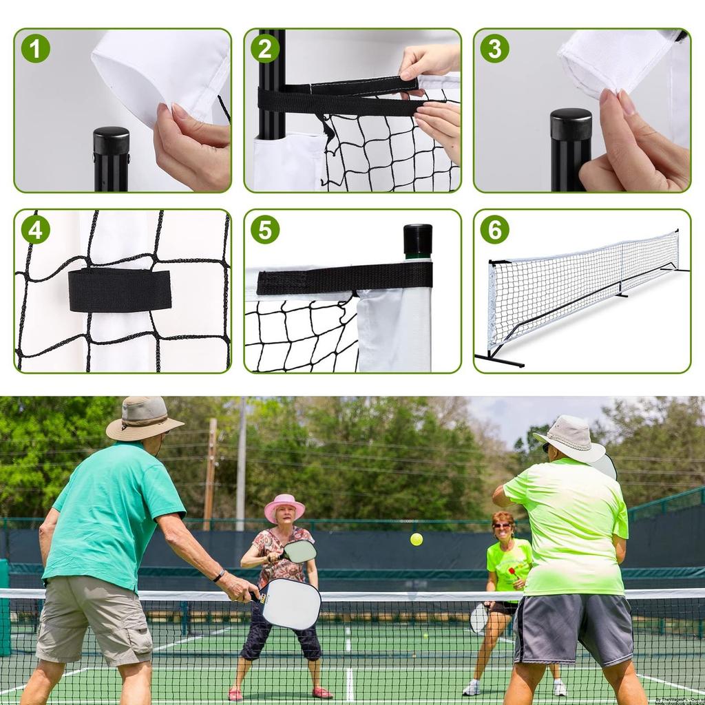 Rede de Pickleball de Reposição 22x3 pés Tamanho Padrão Universal Encaixe em Estrutura Portátil