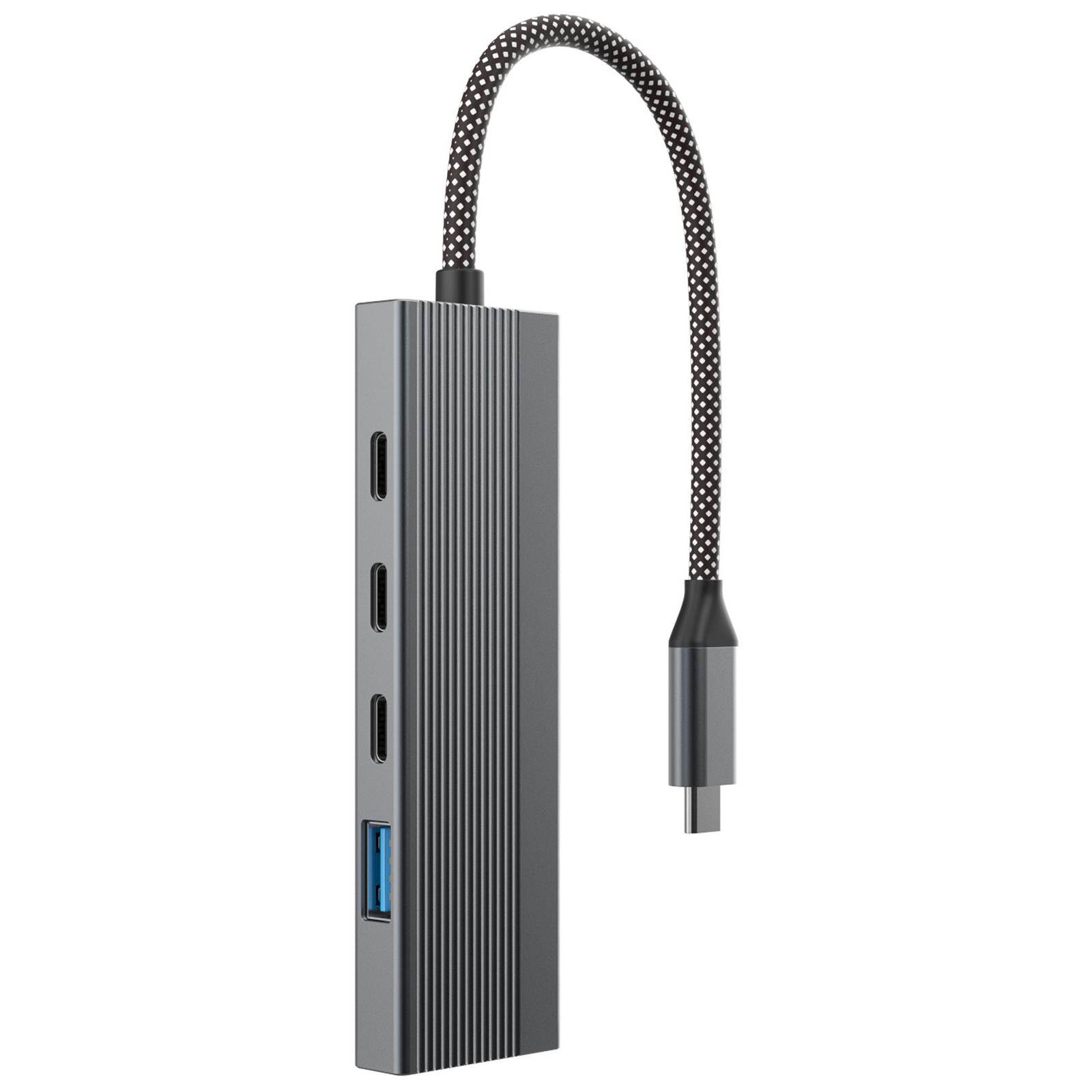 

Док-станція 5-в-1 Type-C Hub з 4K 60Hz HD+2x USB-C+USB 3.0+Порт для зарядки PD As Shown A