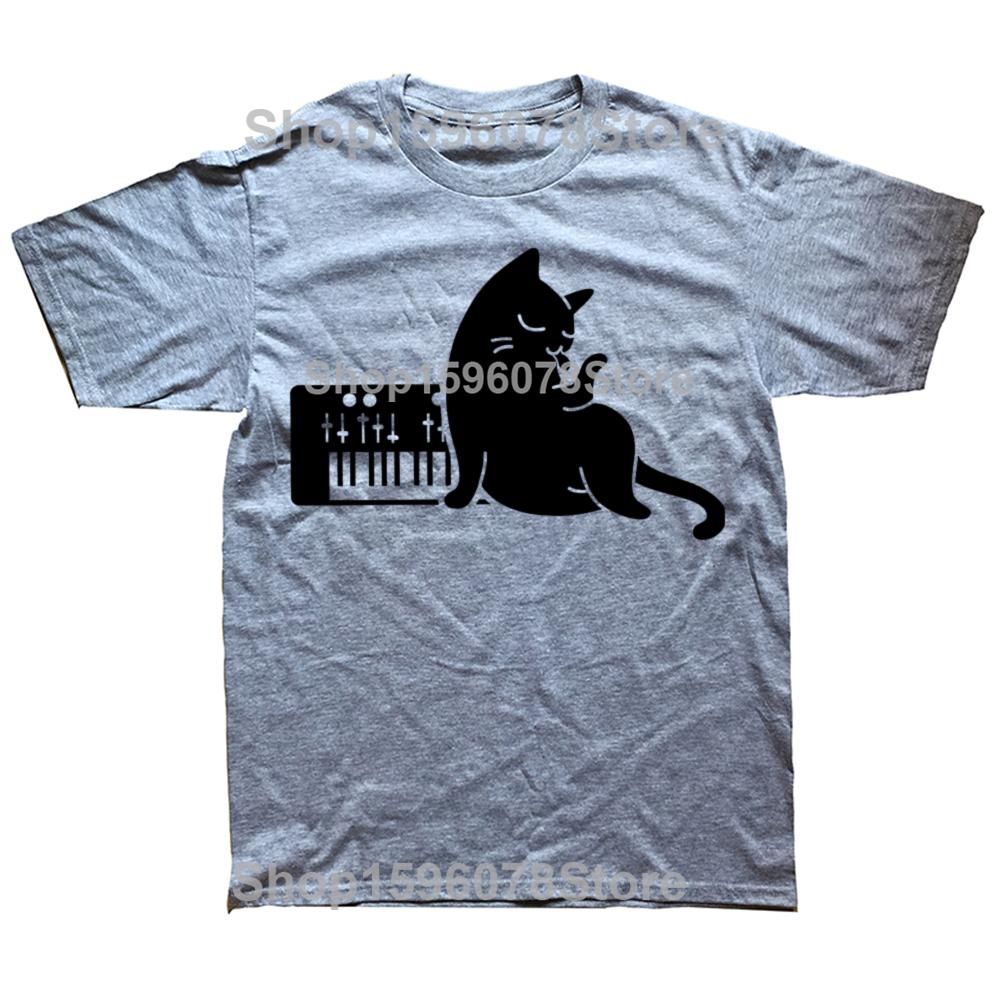 Funny Synthesizer Cat Essential Graphic Tshirts Men Womens Fashion Casual Tshirt 100 Cotton Loose Oversized T Shirt