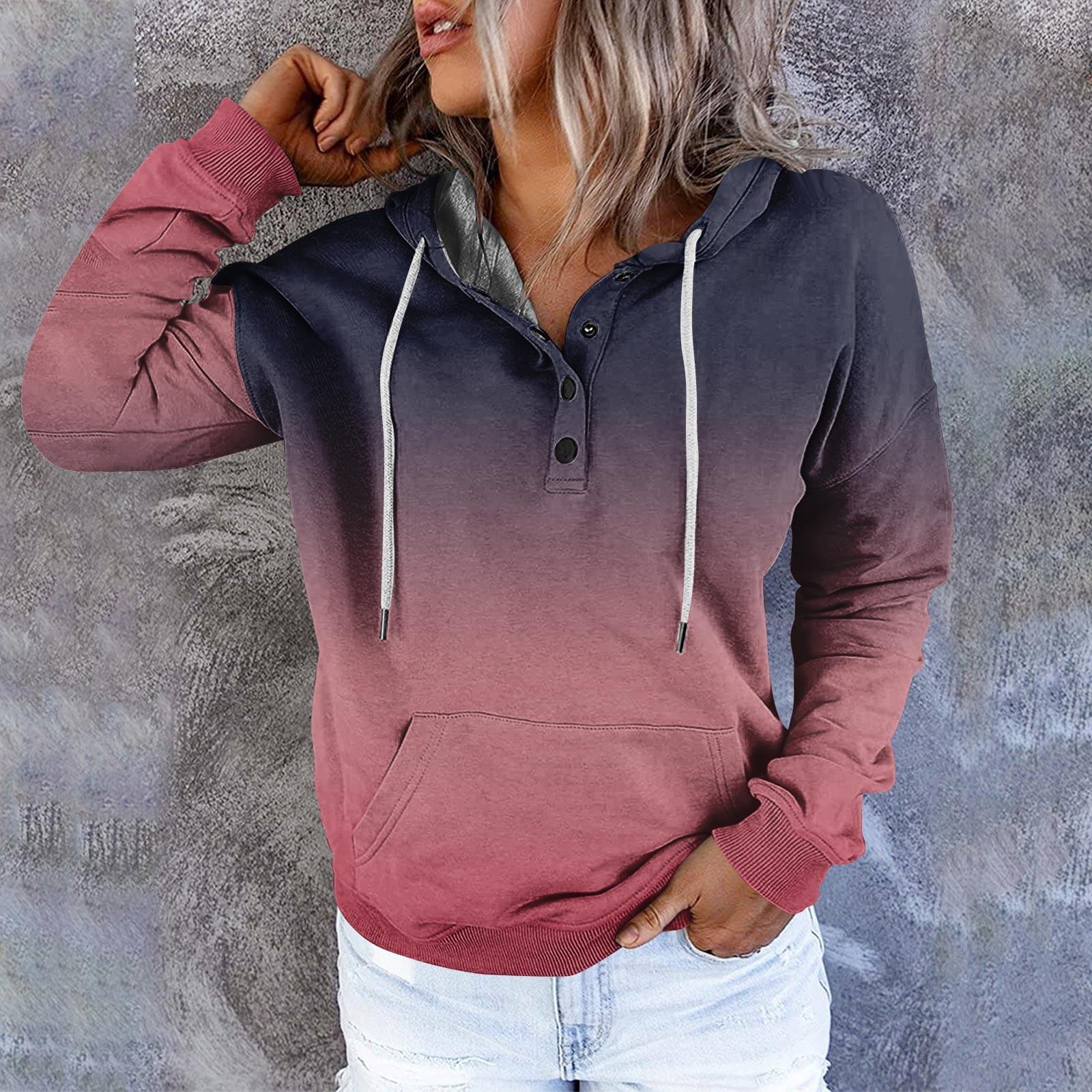 

Женские повседневные модные винтажные пуловеры с длинными рукавами и пуговицами с принтом, толстовки с капюшоном XXXL розовый