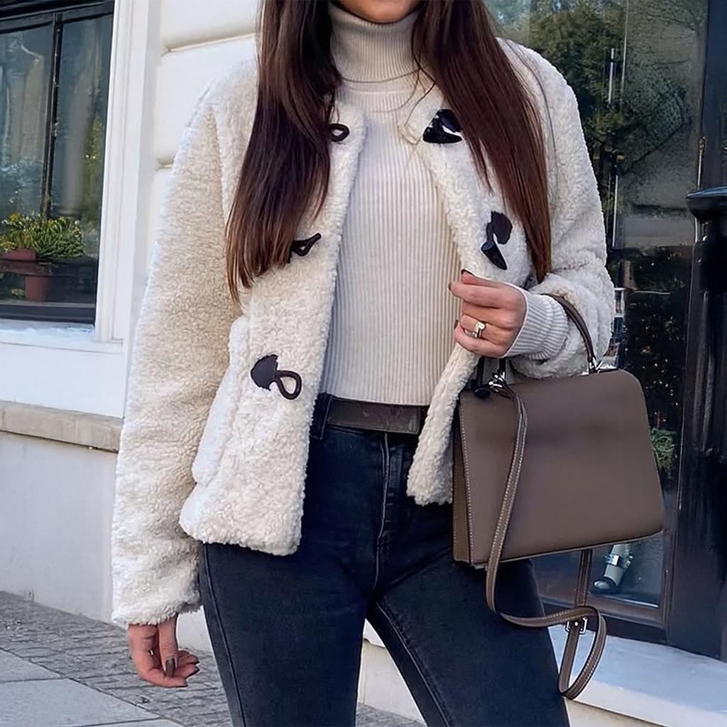 Casual Plush Pocket Long Sleeve Coat Jacket Women 2025 Autumn