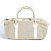 HERMES Porochon Mademoiselle Hand Bag Toile H / Leather Beige/White