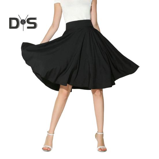 

Женская юбка, эластичная юбка А-силуэта с высокой талией, однотонная юбка-солнце с широким подолом, юбка в стиле бохо S чёрный