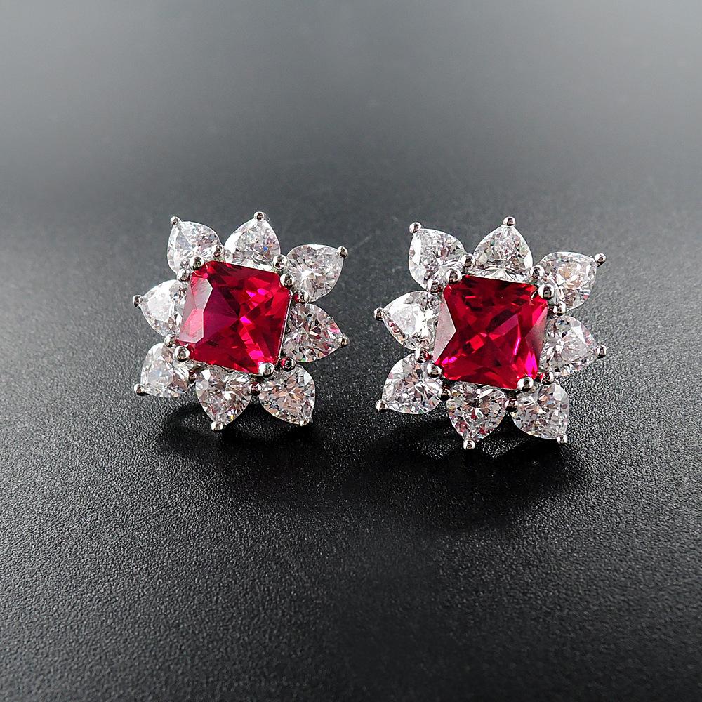 Jewelry Emerald Stud Earrings Vintage Earrings Elegant Women'S Simple Earrings