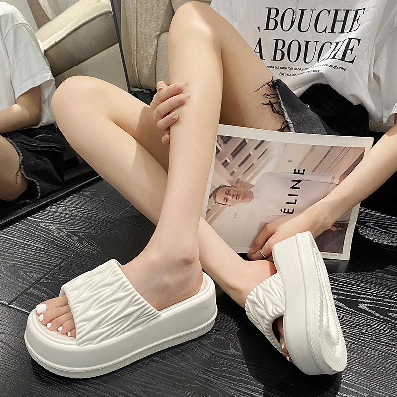 Neue Sommer Damen EVA Plateau Pantoletten Peeptoe Outdoor Freizeit Schuhe für Frau Flache Sohle Bequem Rutschfest Strand Pantolette