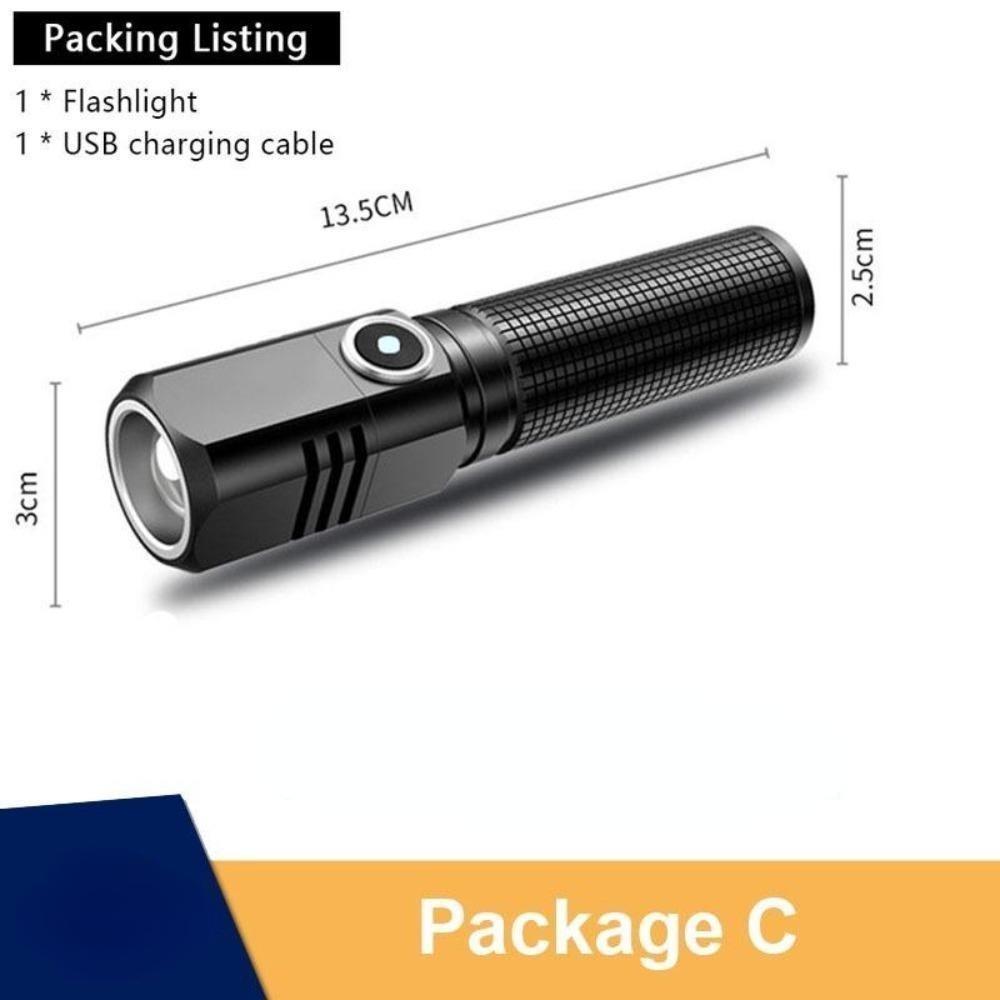 XHP50 Super Bright LED Flashlight USB Mini Torch Rechargeable Zoom Fishing Lantern Powerful 3 Lighting Mode for Hiking Camping