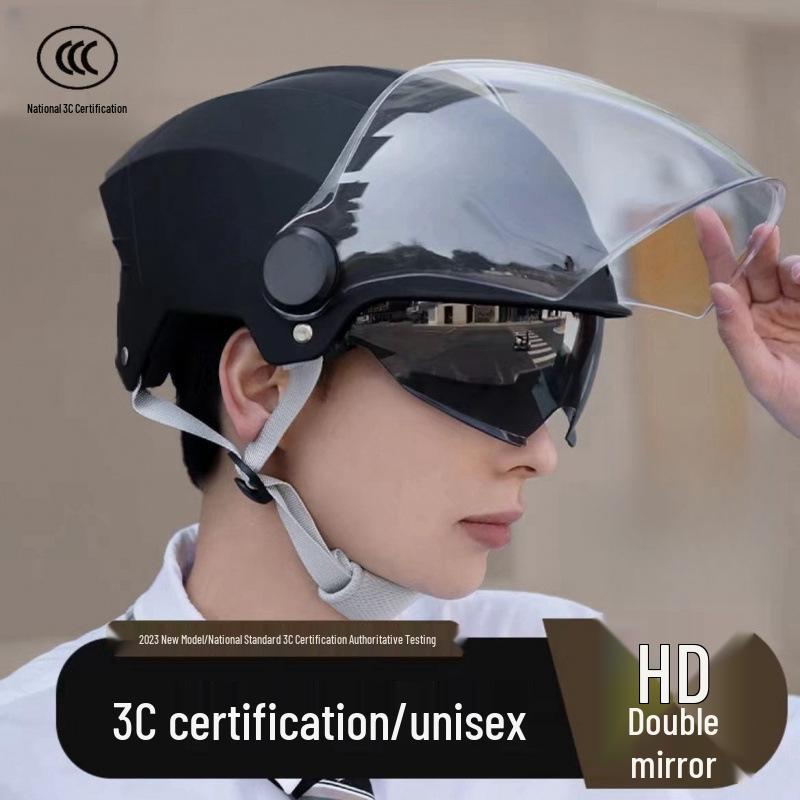 Durable Dual-Lens Motorcycle Half Helmet for Men & Women – Breathable, Sun-Protected, All-Season Safety