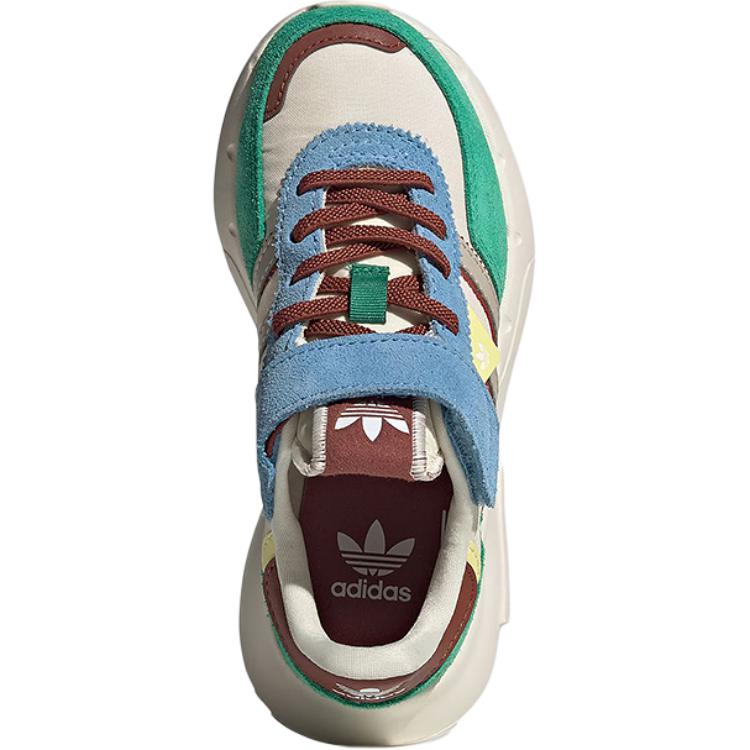 Adidas Originals Retropy F2 CF EL Classic Sweat-Absorbing Low-Top Casual Shoes Kids Sneaker Wonder-White Miracle-Brown Light-Turf-Green JR7991