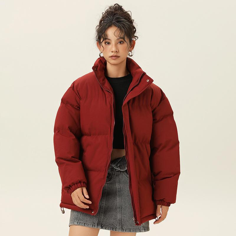 

Трендовый холодостойкий толстый костюм-хлеб для женщин, повседневный свободный модный универсальный утолщенный жакет со стойкой S красный