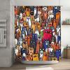 Cat Shower Curtain Cute Funny Pet Animal Pattern Bathroom Decor Waterproof Liner Vintage Home Decor Gift Idea Novelty Washable F