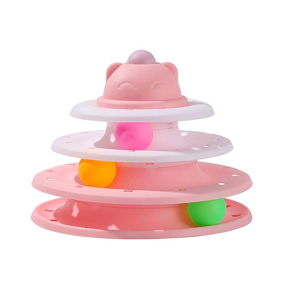 

Colorful Cat Toy Tower Plastic Cat Rotatable Track Pet Accessories Cat Swivel Toy Ball Self Happy розовый