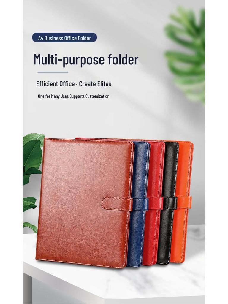 Grenzüberschreitender Business Manager Ordner mit Ledereinband und Klemme