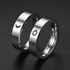 1Pc Fashion Titanium Steel Vintage Matte Sun and Moon Pattern Design Titanium Steel Ring