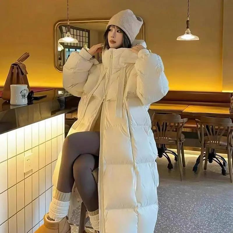 2026 Women's Korean-Style Long Cotton Jacket, Large Size, Loose, Thick, and Fashionable