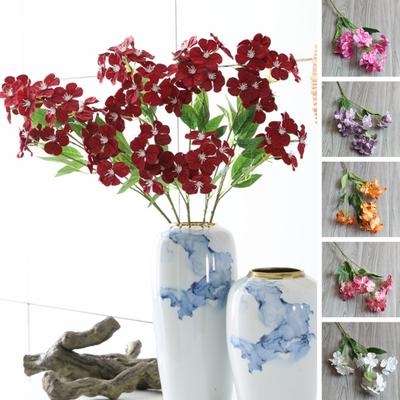 Artificial Fake Flower Beautiful No Watering Colorful Artificial Fake Flower 3 Forks DIY Desktop Artificial Plum Blossom Artificial Plum Blossom