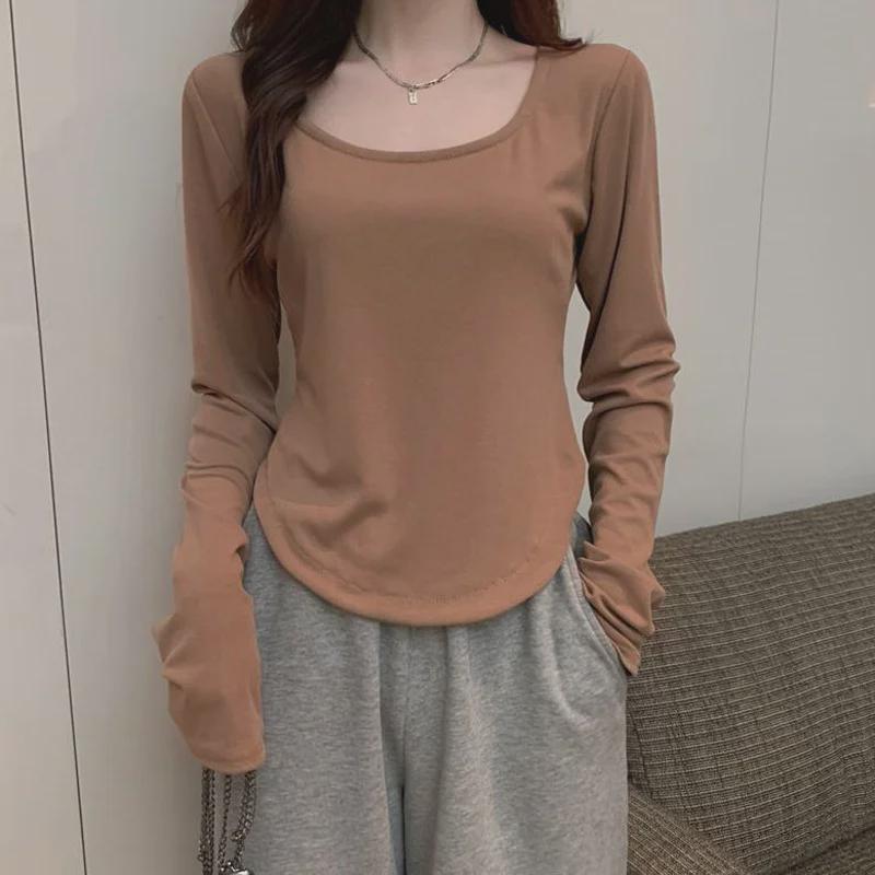 Women's Long-Sleeve Irregular Slim Fit Casual T-Shirt for Autumn/Winter