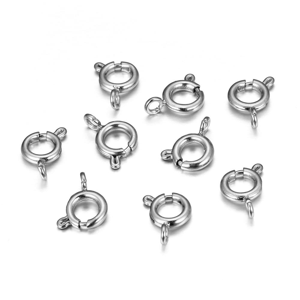 10pcs/lot Stainless Steel Gold Round Claw Spring Clasps Hooks for Bracelet Necklace Connectors DIY Jewelry Making Supplies