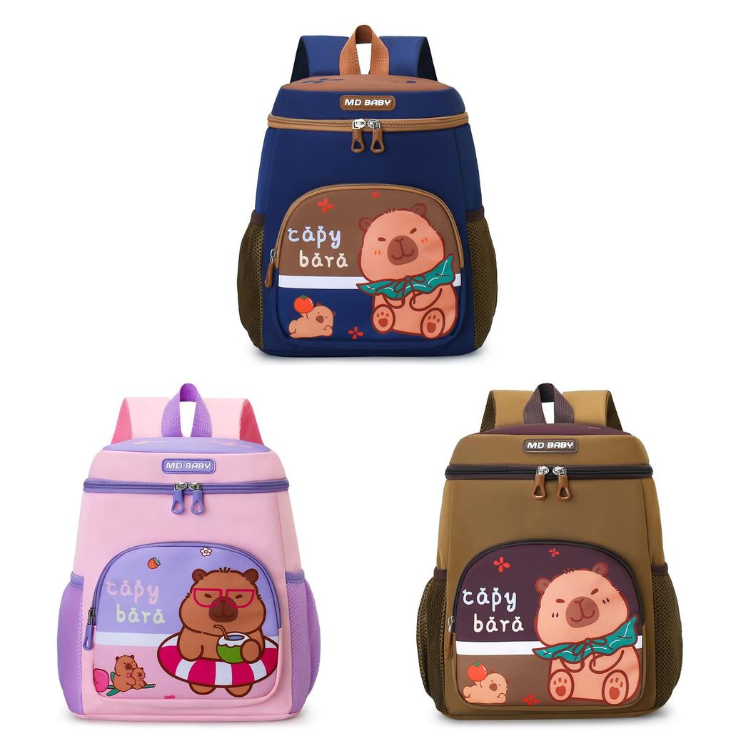 Capybara Space Childrens Backpack With Lightweight Nylon And Color Block Style For Kindergarten Students