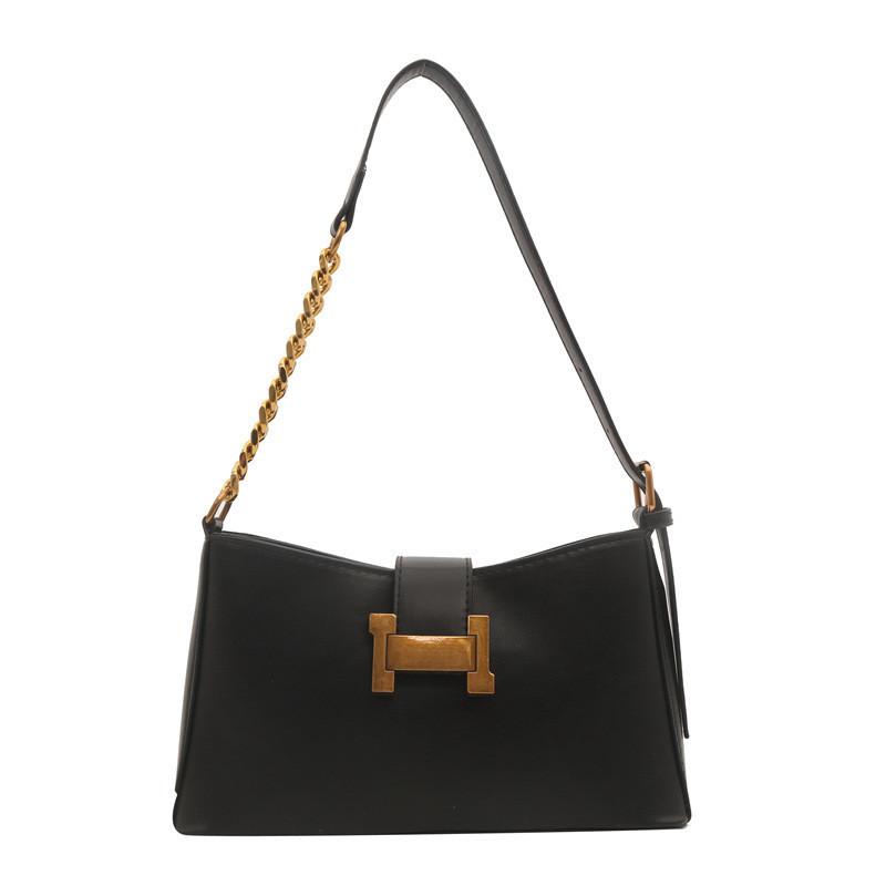 2024 New Small Batch Texture Shoulder Bag Cross-border Style Pu Material Retro Underarm Bag чёрный