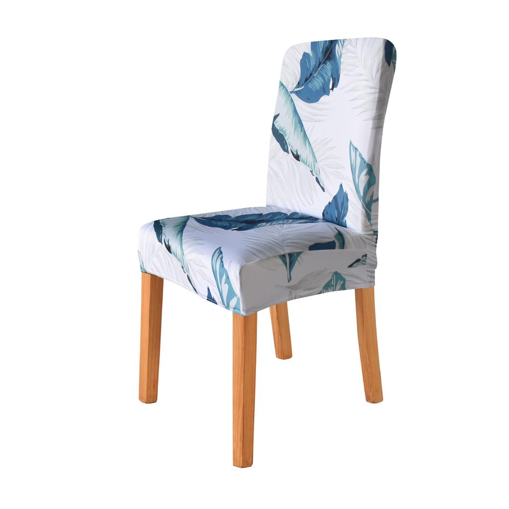 Chair Cover With A Light Blue Leaf Pattern