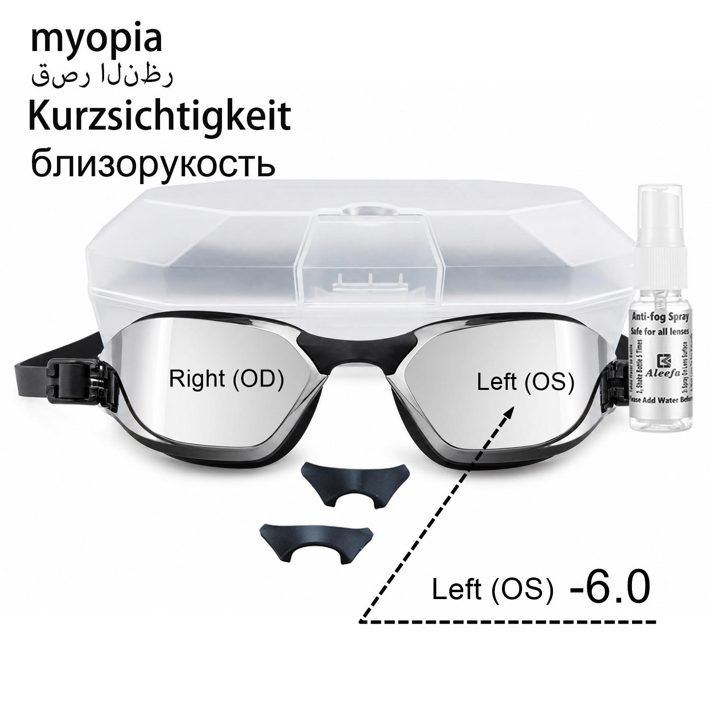 Myopijas peldēšanas brilles pieaugušajiem – pret