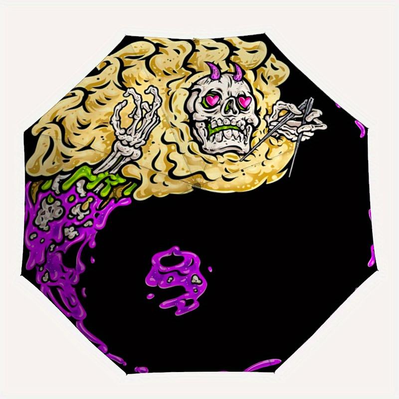 1pc Skull Yin Yang Automatic Opening/closing Umbrella with Auto Open/Close, Windproof, Foldable Sunshade yy250811173