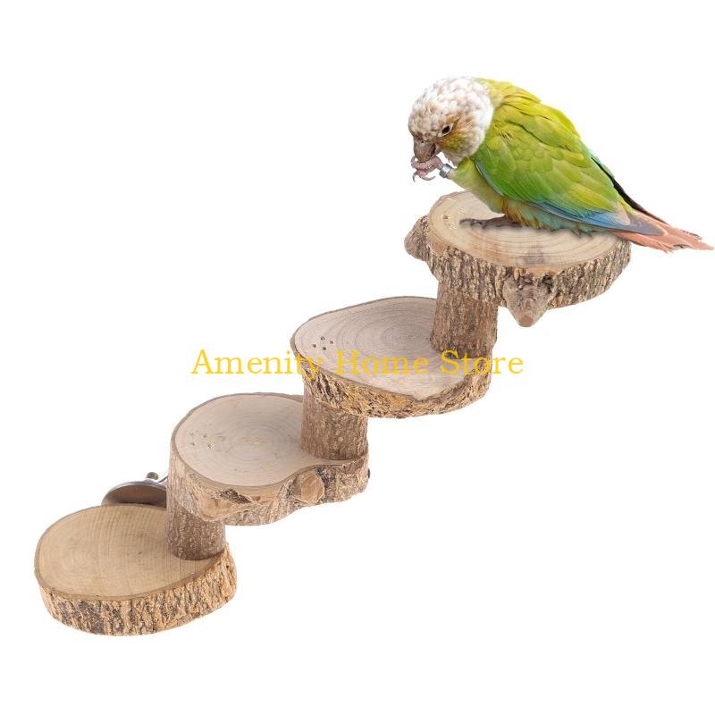 

F26C Bird Natural Perch Stand Platform Climbing Ladder for African Greys CN