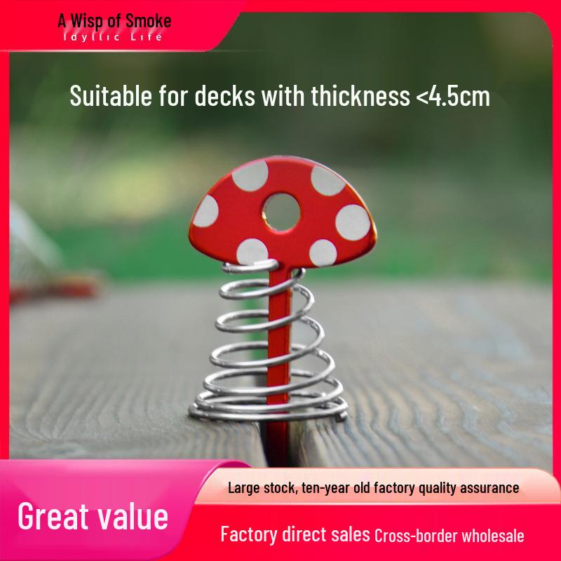 Fishbone Peg Camping Platform: Wooden Board, Mushroom Peg, Spring Tent Peg, Aluminum Alloy, Umbrella-shaped Awning Ground Fixing Peg.