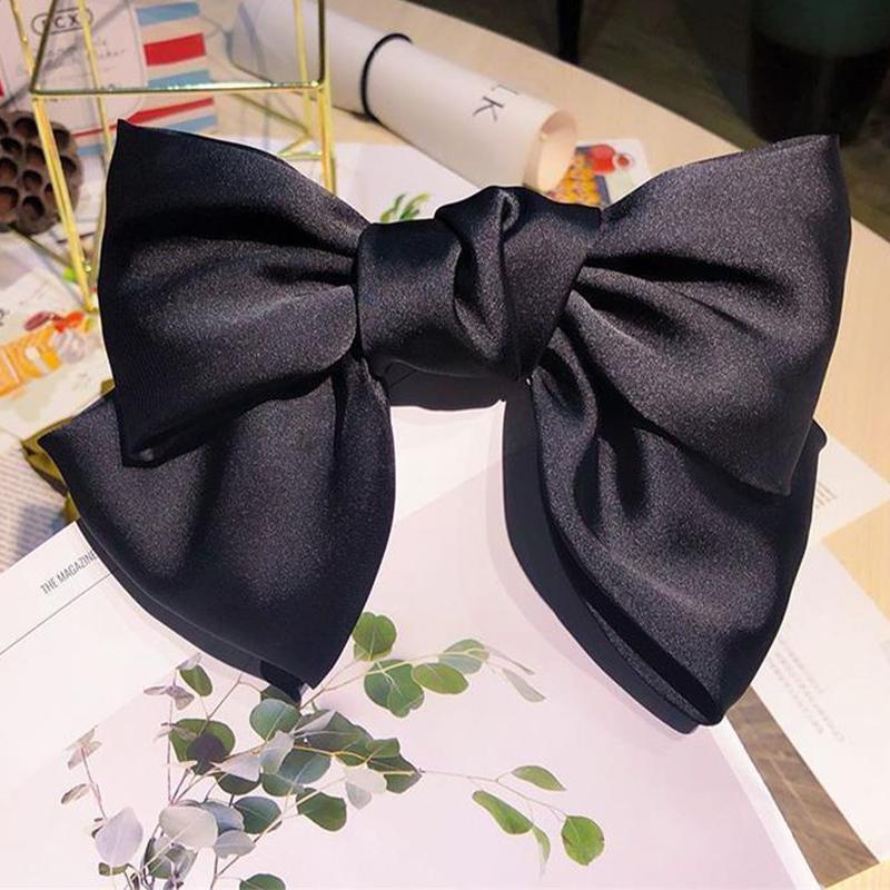 Black Big Bow Headband Hairpin Women'S  Clip Hair Accessories Autumn Hairpin