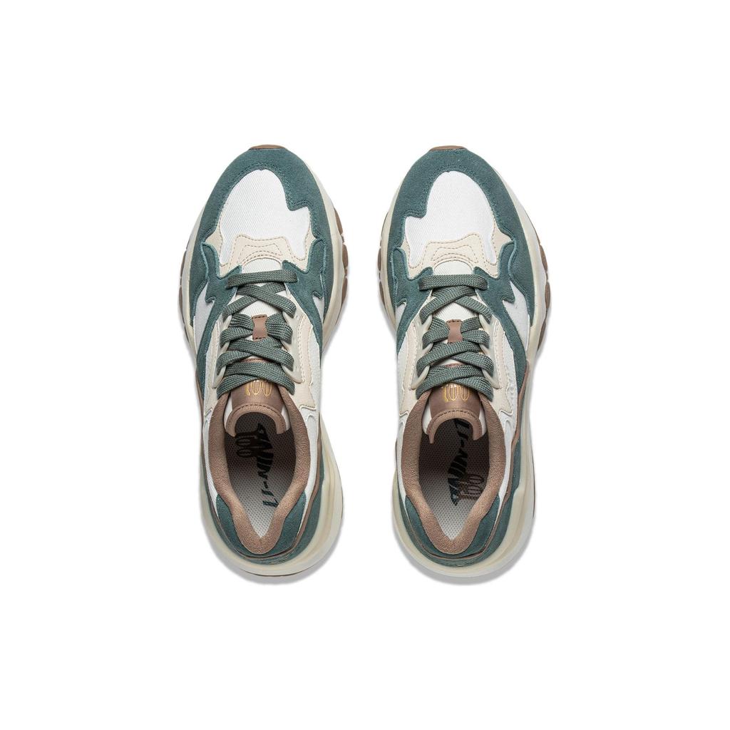 Li Ning 001 Mountain And Sea Comfortable Non-Slip Wear-Resistant Low-Top Running Shoes Men Sneaker White Green AZGT073-1