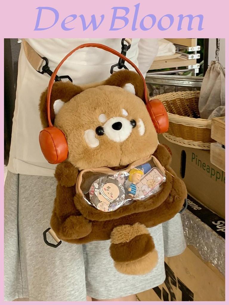 Waschbär Plüsch Rucksack Aus Nylon Material Weich Für Täglichen Weg zur Arbeit Und Freizeit