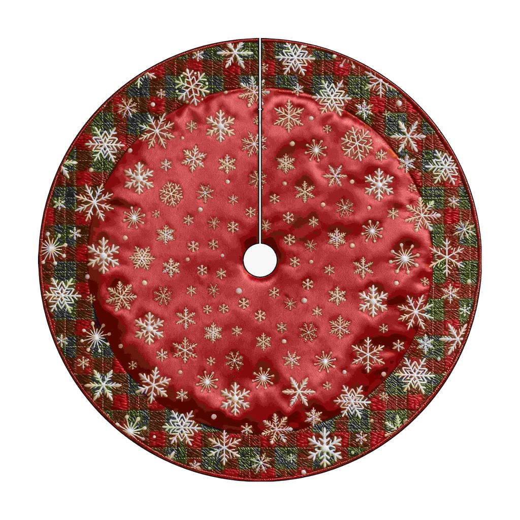Christmas Tree Skirt with 2D Embroidery and Digital Print for Festive Holiday Decoration