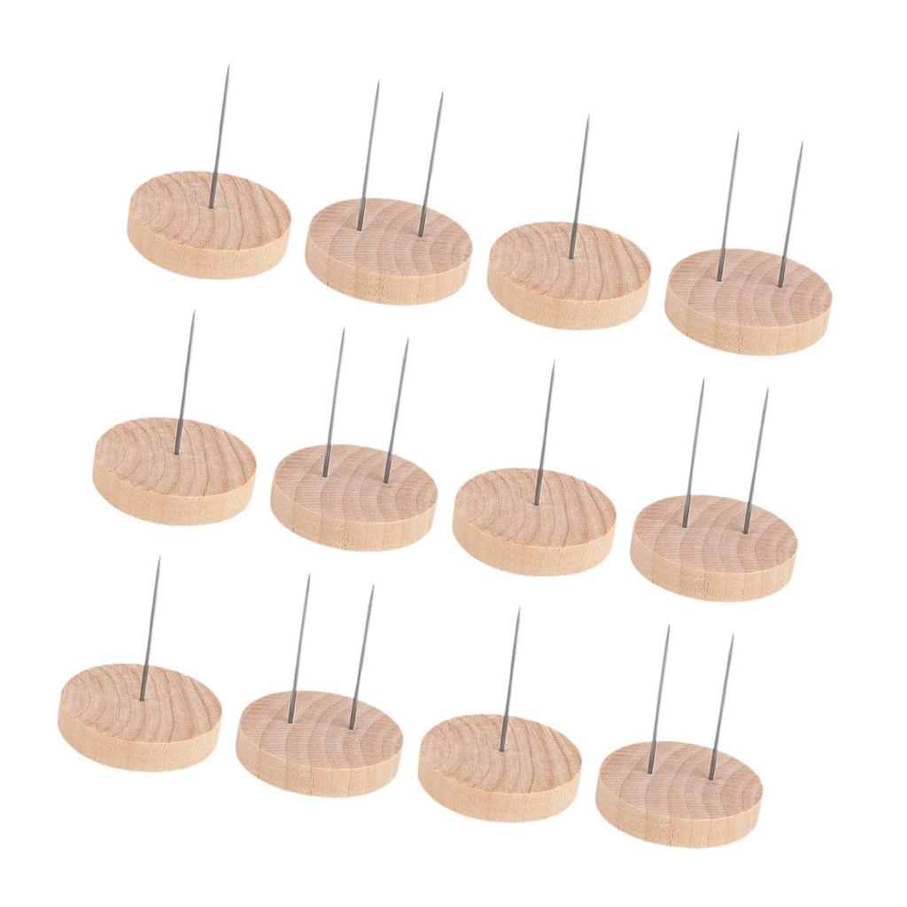 12 Pieces Crochet Dolls Display Stand Doll Holder Decorative Sturdy Metal Pins DIY Wood Base