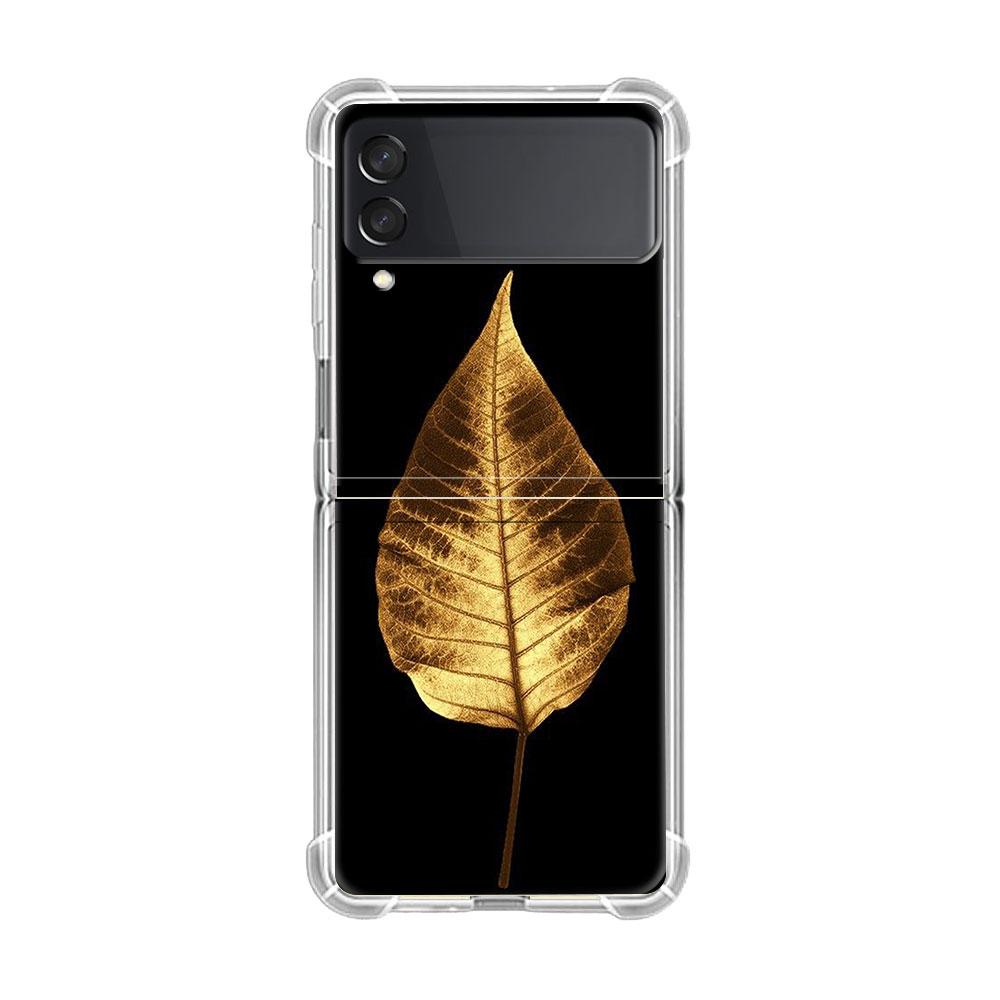 Blader Luksus Luksus Etui For Samsung Galaxy Z Flip 3 4 5g Funda Z Flip3 Gjennomsiktig PC Hardt Støtsikkert Bakside Telefon Coque Skall