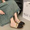 Fashion Shoes for Women 2025 New Breathable Flax Outdoor Women's Slippers Fashion Flat with Baotou Hollow Out Solid Modern Slippers