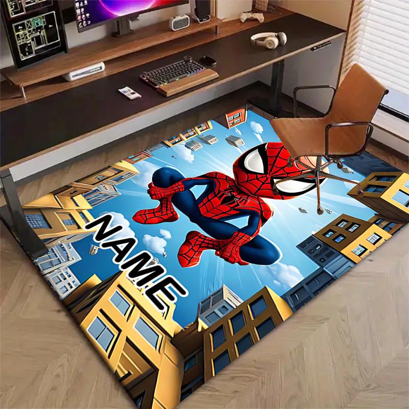 Custom Spider Man Mat Personalized Name, Polyester Washable Indoor Entryway Rug, Gift for Christmas, Easter, Thanksgiving Day