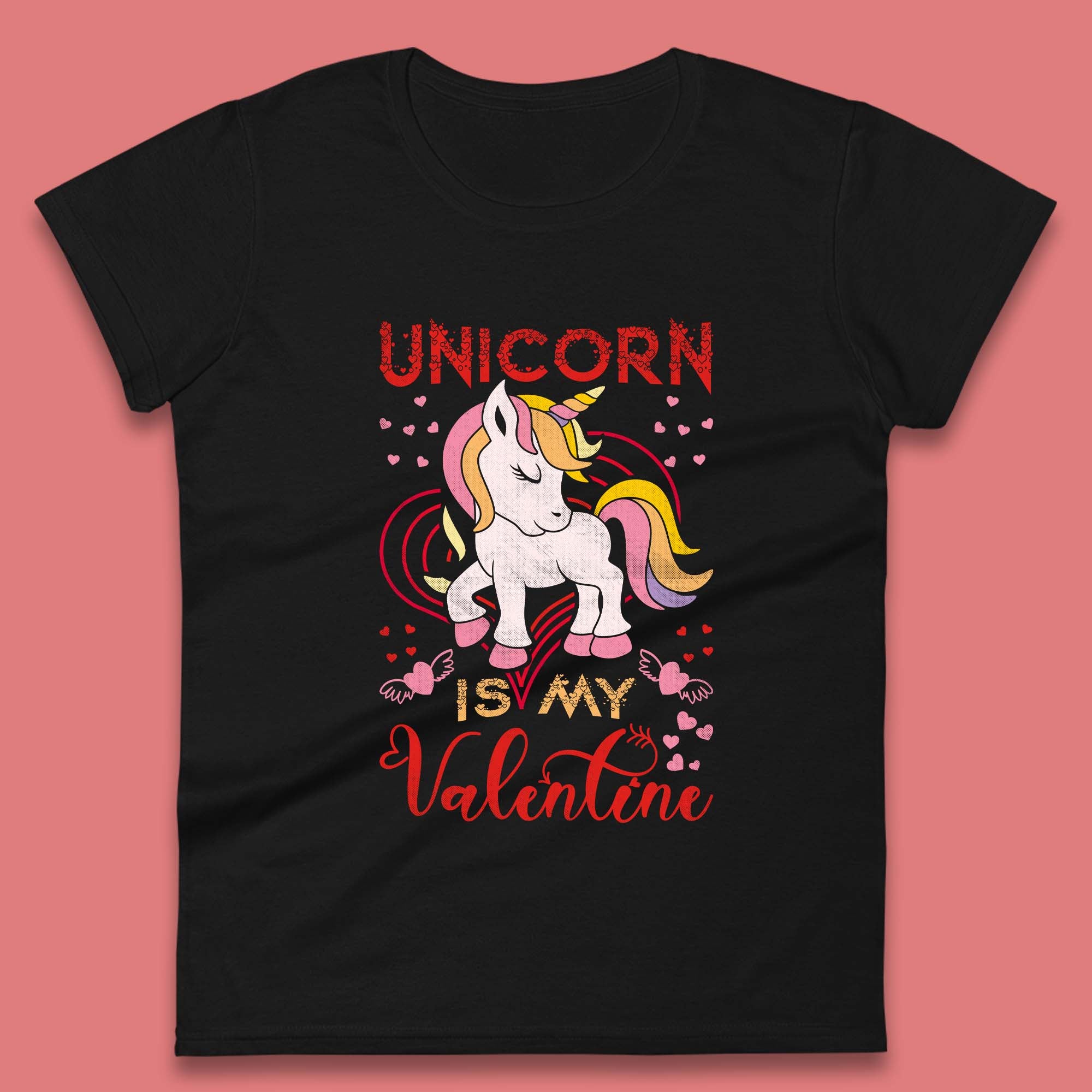 Unicorn Is My Valentine Womens T-Shirt Mens Tops Tees Unisex 3XL