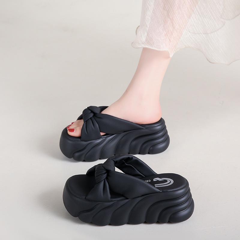 7Cm Thick-soled Slippers Women's Summer Outer Wear Height-increasing Muffin-soled Sandals New Women's Sandals Going Out