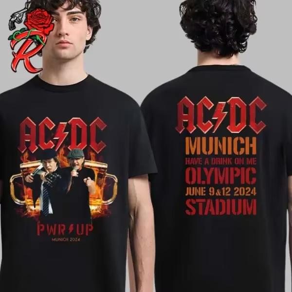 AC DC Band Concert Summer 2025 Europe Tour Poster Classic Men's and Women's T-shirt Parent-child Printed Short Sleeve