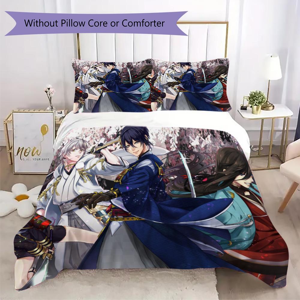 Tōken Ranbu Pattern Bedding,Quilt Set Quilt Cover Pillowcase Home Birthday Gift (1*duvet cover+2*pillowcase,without core)FSJT261012060