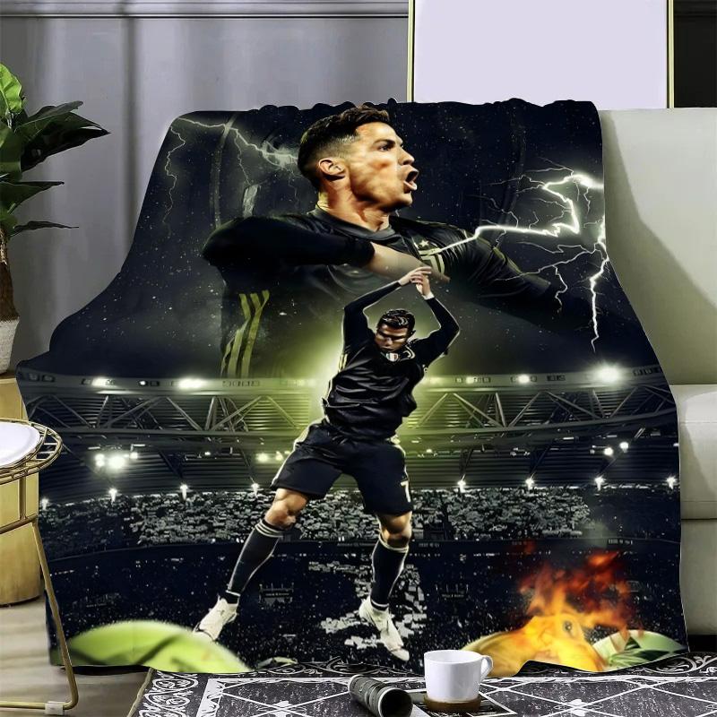 Football Star Printed Picnic Blankets R-ronaldo M-Messis Warm Blanket Soft and Comfortable Blanket Home Travel Birthday Gift