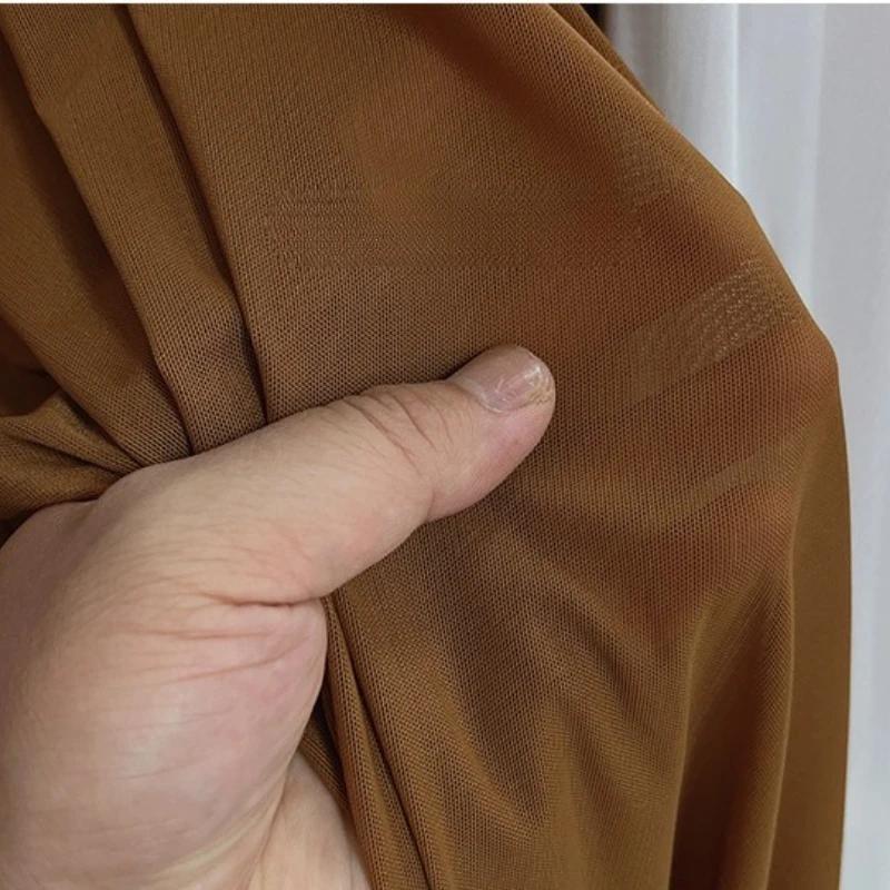 Wide 150cm Nylon Mesh Fabric Spandex High Elastic Dense Black White for DIY Sewing Lace Shirt Stockings