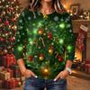 Women's Christmas Print Long Sleeve Neck Pullover Top