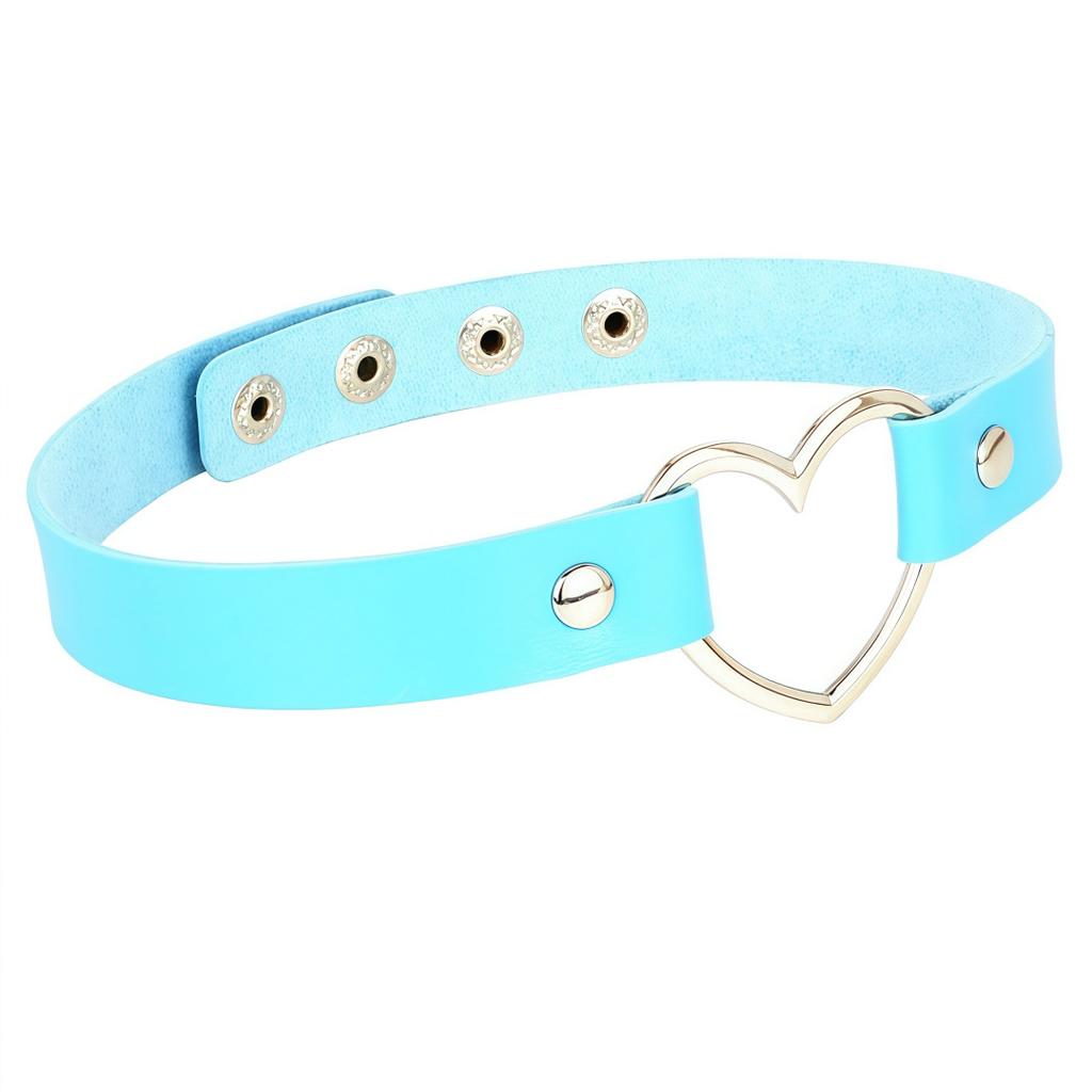 Eco-friendly PU Leather Four-buckle Harajuku Punk Style Love Collarbone Chain Peach Heart Collar Neck Strap Women's Necklace Choker Neck Chain