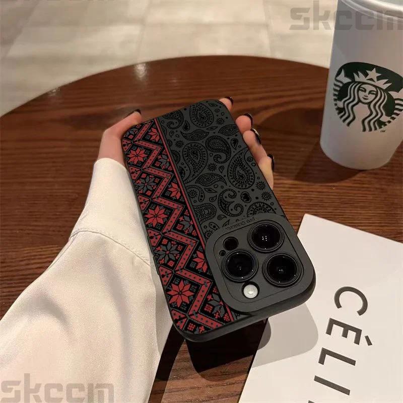 Fashion Vintage Totem Pattern Phone Case For iPhone 16 15 14 13 12 11 Pro Max Mini 7 8 16 Plus XR X XS Matte Shockproof Cover