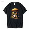 Frog Playing Guitar Mushroom Cottagecore T Shirt Cottage Long or Short Sleeves Vintage Washed Breathable Comfortable