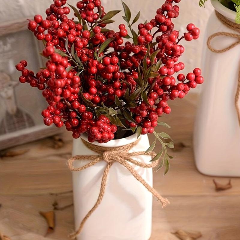 Christmas Simulation Red Fruit Fa Cai Fruit, Simulation Holly Fruit Red Berry String Home Decoration Ornament