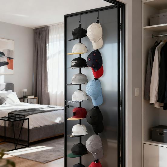 Appendino per Cappelli da Porta Organizzatore Regolabile per Cappellini da Baseball Porta Cappelli Sospeso a Due Vie per Ingressi Camere da Letto Porte da Garage
